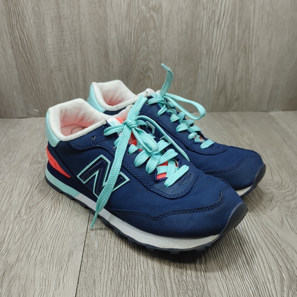 New Balance 515 Sneaker Anthropologie Light Blue Navy Coral Orange Size 7 - Picture 1 of 9